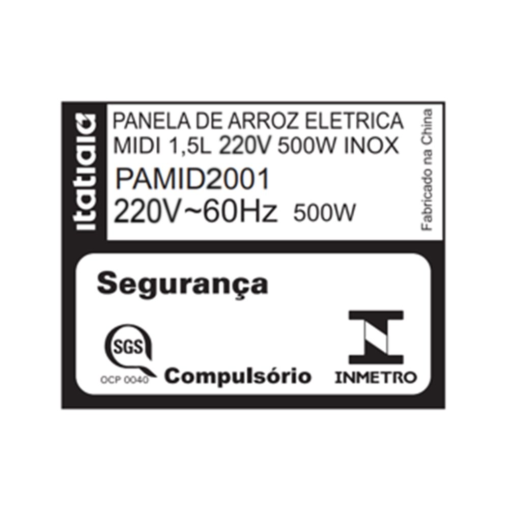 Panela de Arroz Elétrica Itatiaia PAMID2001 - 1,5 Litros, Inox, 220V