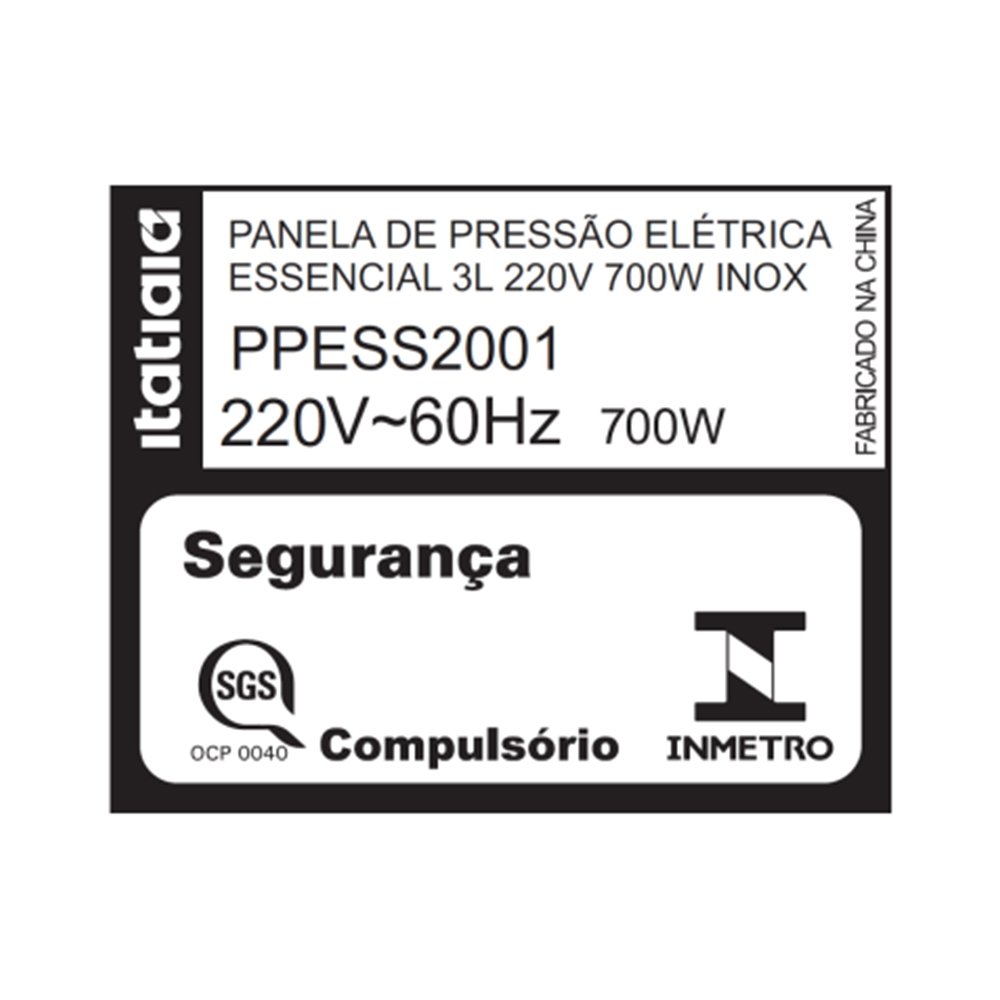 Panela Elétrica De Pressão Itatiaia PPESS2001 - 3 Litros, 700W, Inox, 220V