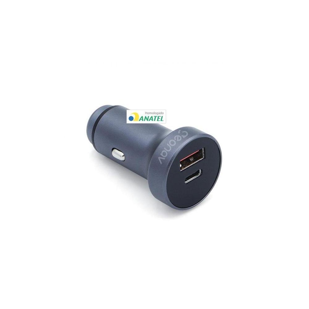 Carregador Veicular Geonav Ultrarapido C/ 2 Portas Usb-C + Usb (Ch38pdqc).