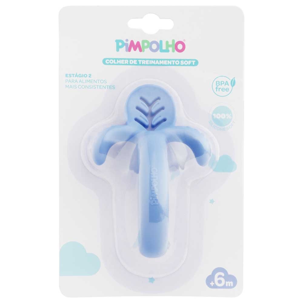 Kit Colher De Treinamento De Silicone Soft Azul Masculino Pimpolho Com 4 Unidades.