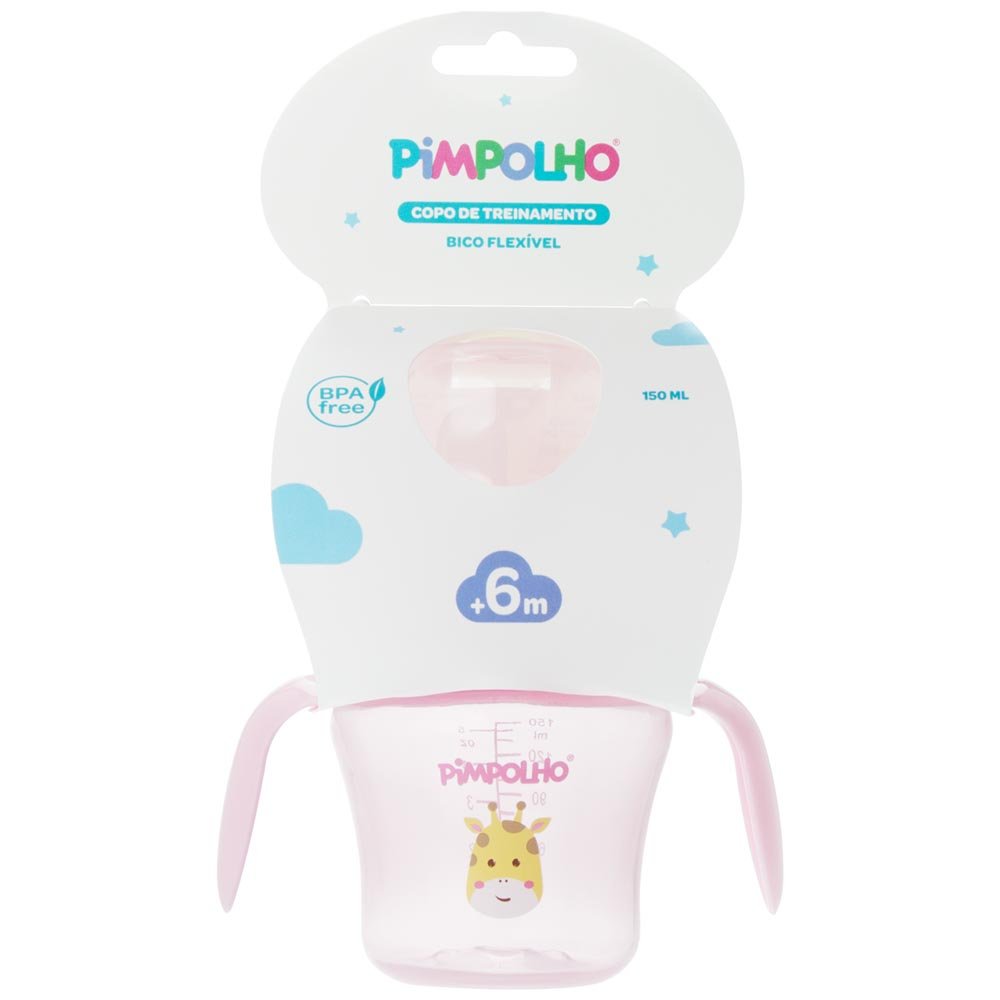 Kit Copo De Treinamento Com Alça E Bico Flexível 150Ml Girafa Feminino Pimpolho Com 1 Unidade.