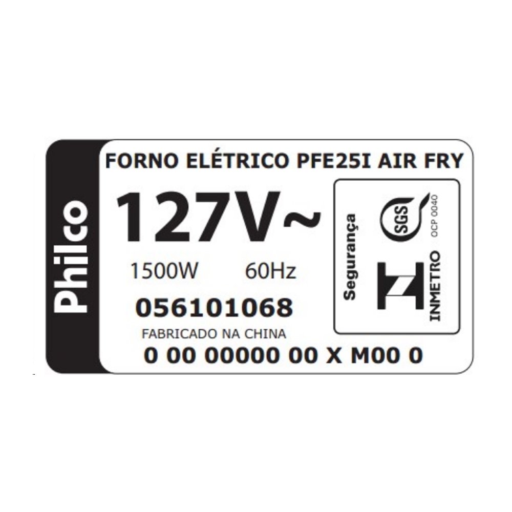 Forno Elétrico de Bancada Philco 25 Litros PFE25I | Air Fryer 2 Em 1, 1400W, Esmaltado, 110V