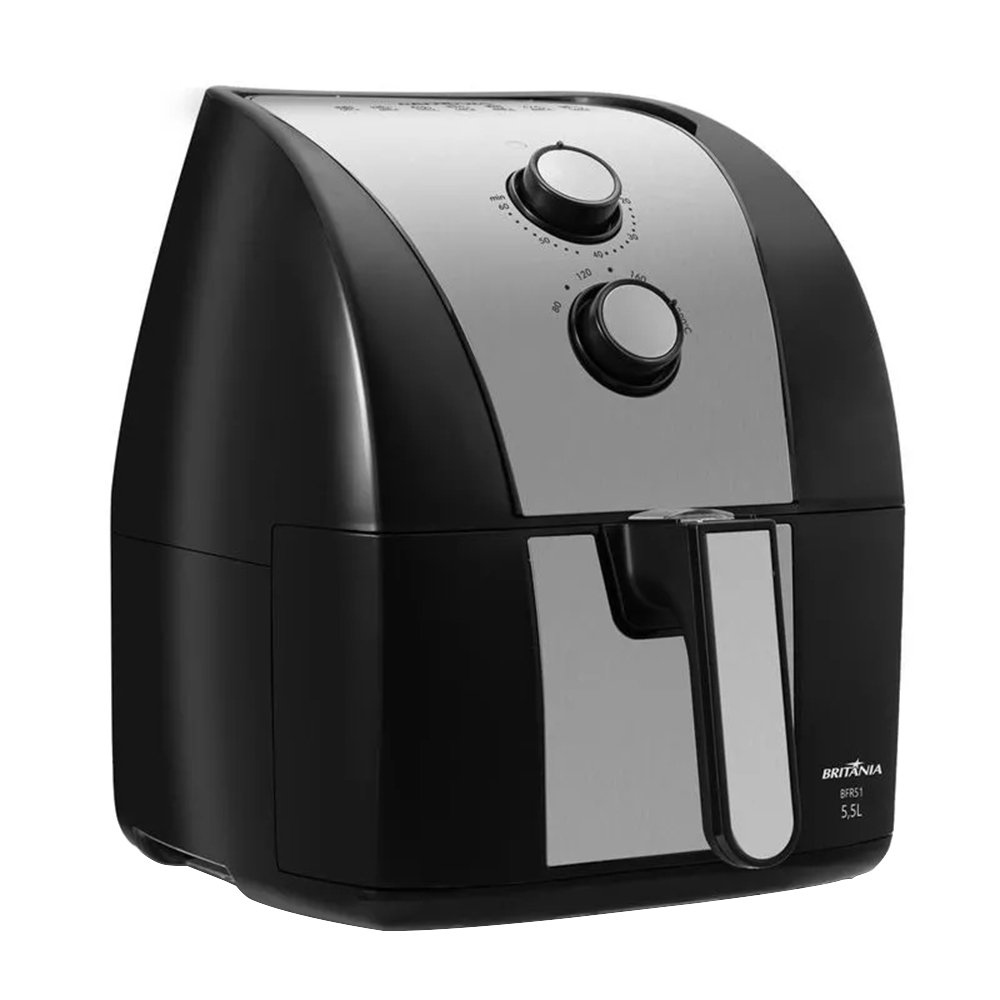 Fritadeira Air Fryer Britânia BFR51 - 1500W, Gold, 5,5 Litros, Preto/Inox, 220V
