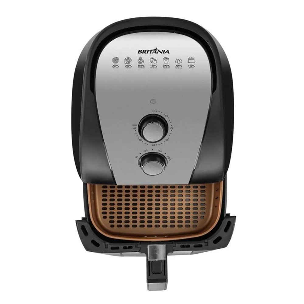 Fritadeira Air Fryer Britânia BFR51 - 1500W, Gold, 5,5 Litros, Preto/Inox, 220V