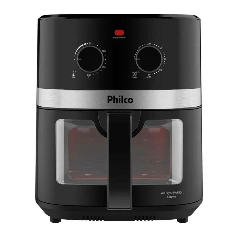 Fritadeira Air Fryer Philco PAF90 - 1800W, 9 Litros, Redstone, Preto, 110V