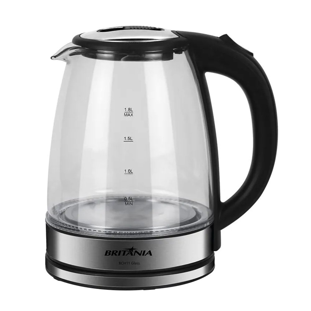 Chaleira Elétrica Britânia BCH11 Glass - 1,8 Litros, Jarra De Vidro, 110V