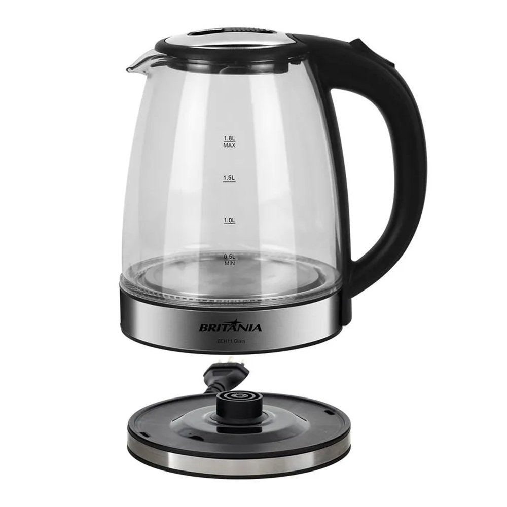 Chaleira Elétrica Britânia BCH11 Glass - 1,8 Litros, Jarra De Vidro, 110V