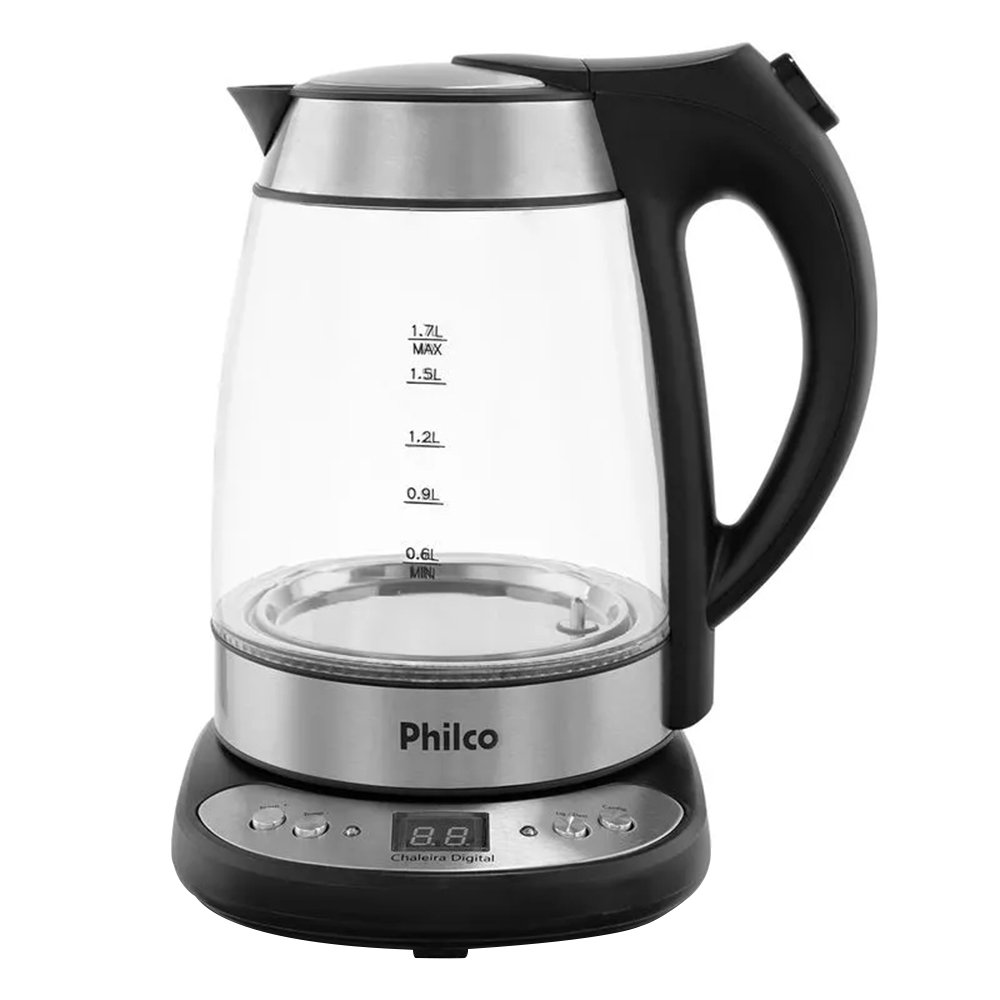Chaleira Elétrica Philco PCHD Digital Glass - 1,7 Litros, Jarra De Vidro, 220V