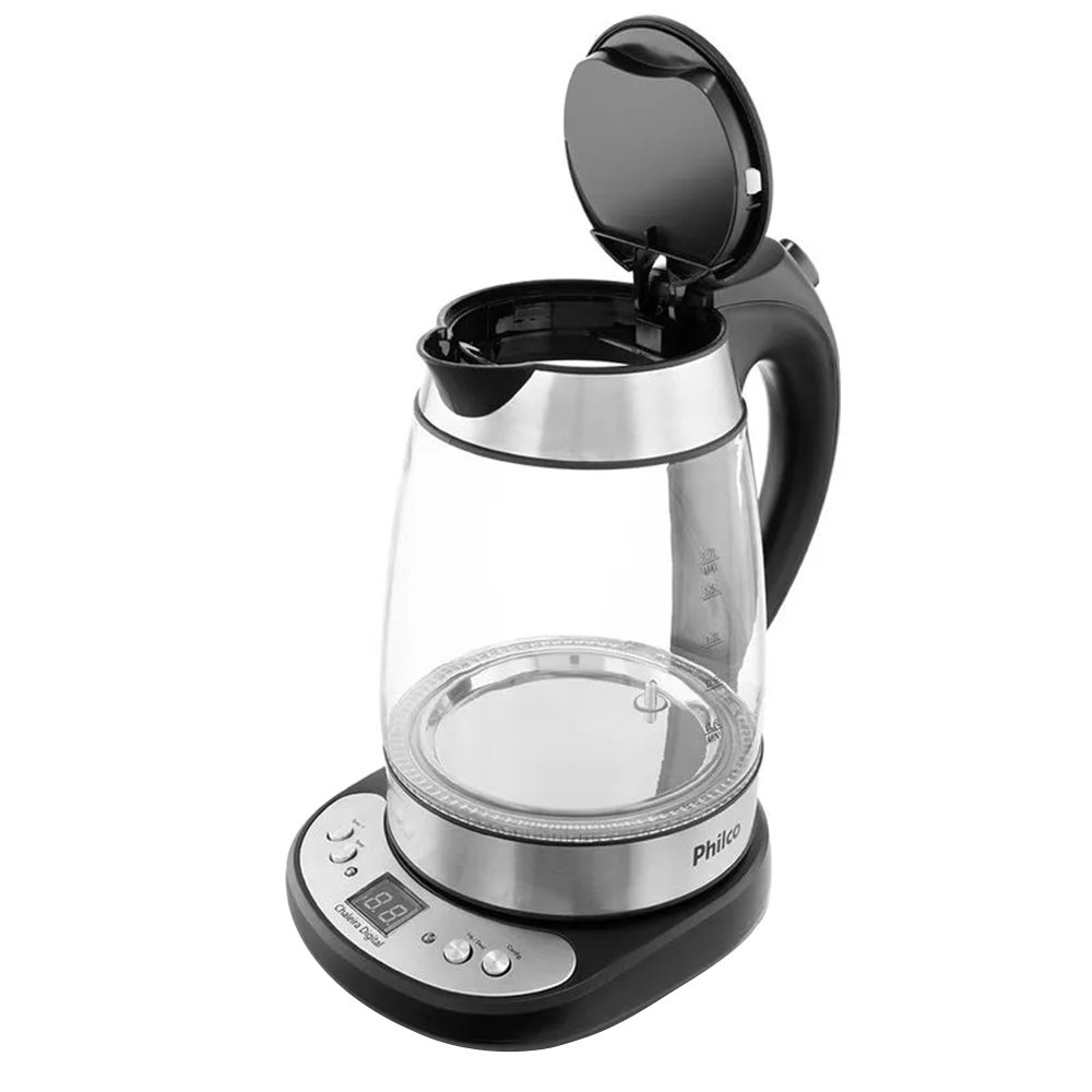 Chaleira Elétrica Philco PCHD Digital Glass - 1,7 Litros, Jarra De Vidro, 220V