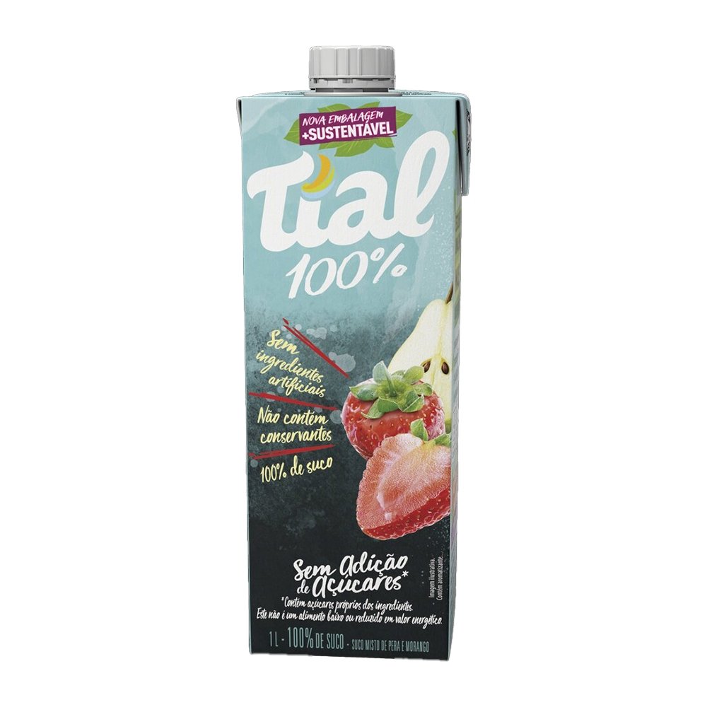 Suco Tial 100% Morango e Pera 1 Litro - Embalagem com 12 Unidades