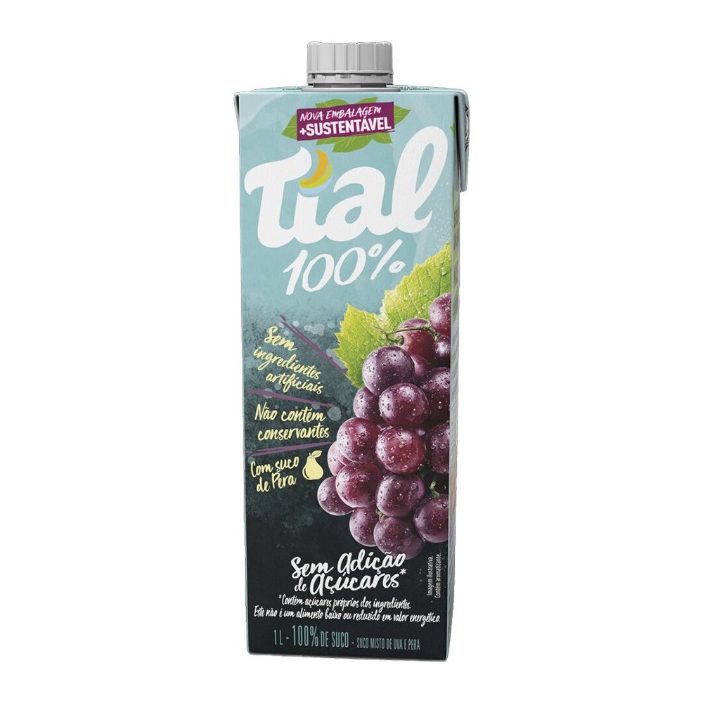 Suco Tial 100% Uva e Pera 1 Litro - Embalagem com 12 Unidades