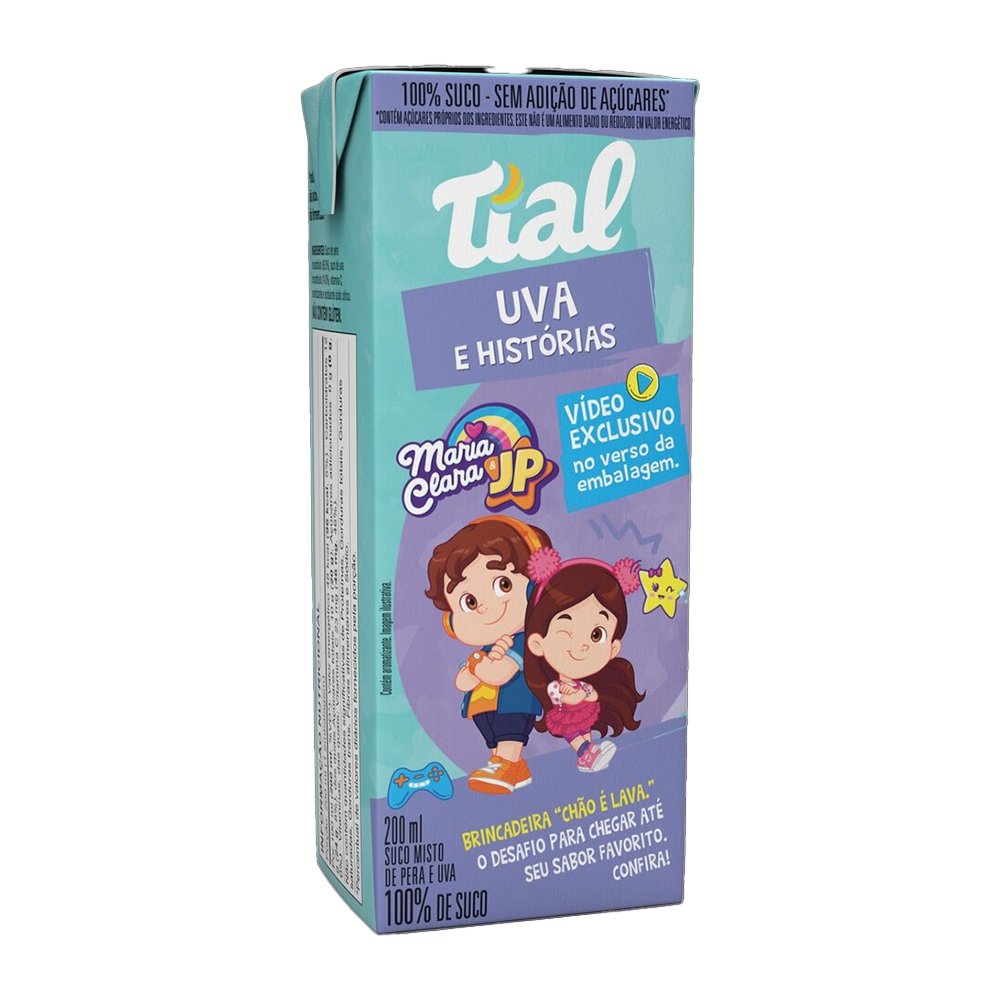 Suco Tial 100% Maria Clara & JP - Uva e Pera 200ml - Embalagem com 24 Unidades