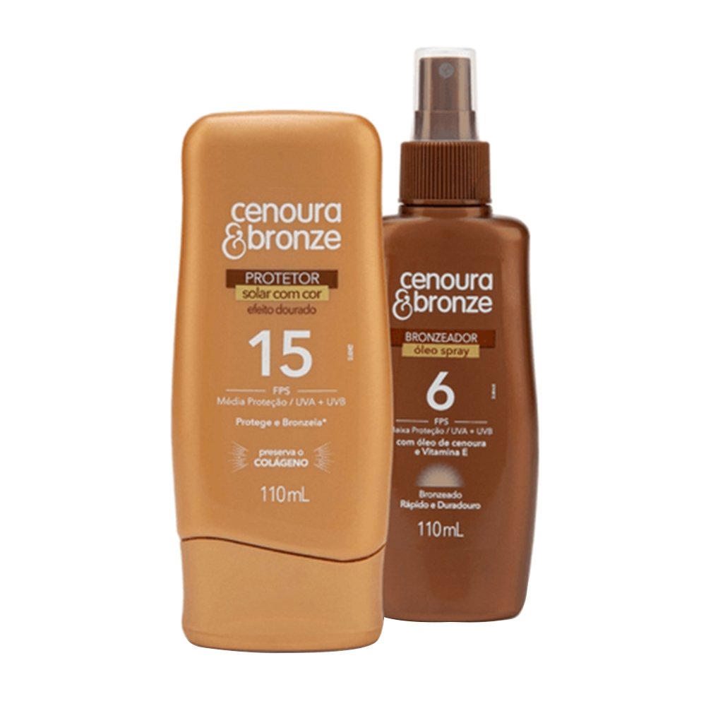 Protetor Cenoura e Bronze FPS15 110ml + Oléo Bronzeador Spray FPS6 110ml