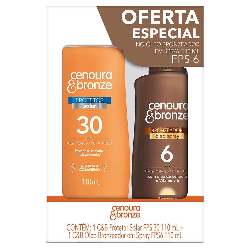 Protetor Cenoura&Bronze FPS30 110ml + Oléo Bronzeador Spray FPS6 110ml