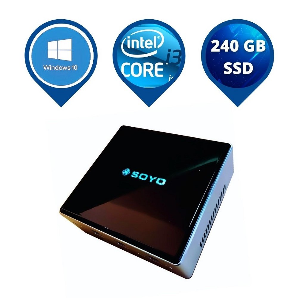 Mini PC NUC Intel Core i3-10110U, 8GB DDR4 , 240 SSD e Windows 10 - Soyo