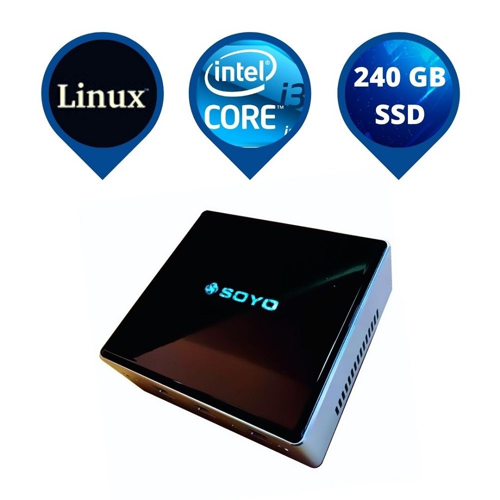 Mini PC NUC Intel Core i3-10110U, 4GB DDR4 , 240 SSD e Linux - Soyo