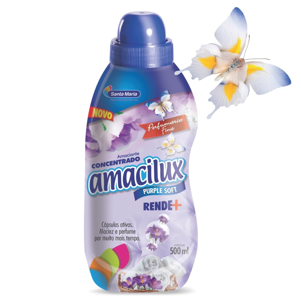 Caixa Com 12 Unidades De Amaciante Amacilux Concentrado Purple Soft 500 ml