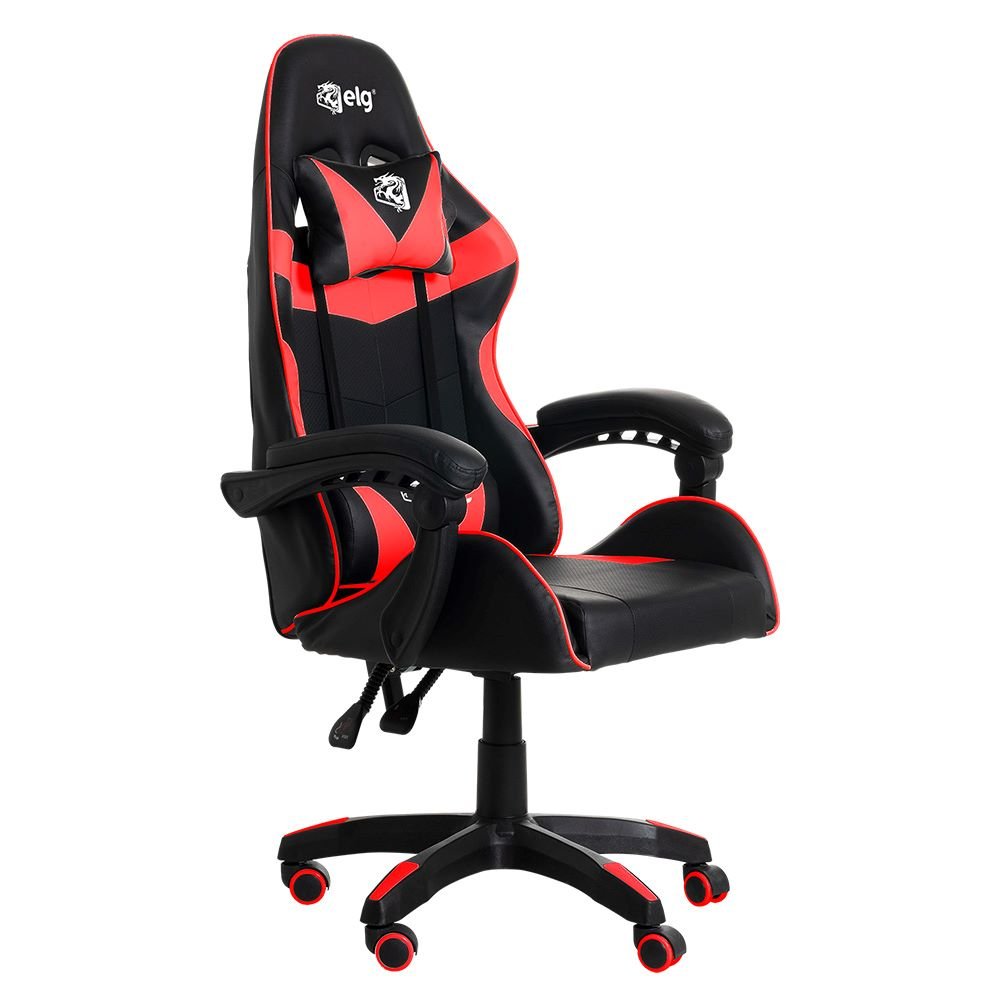 Cadeira Gamer Drakon Com Ajuste De Altura Encosto Reclinável Braços Articulados Cor: Preto e Vermelho