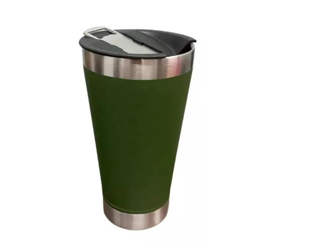 Copo Térmico 470ML Com Tampa e Abridor Importado Verde