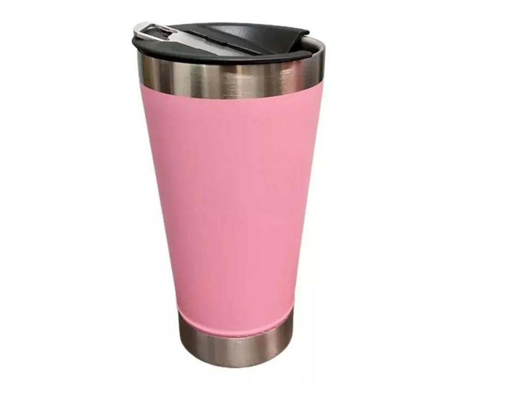 Copo Térmico 470ML Com Tampa e Abridor Importado Rosa