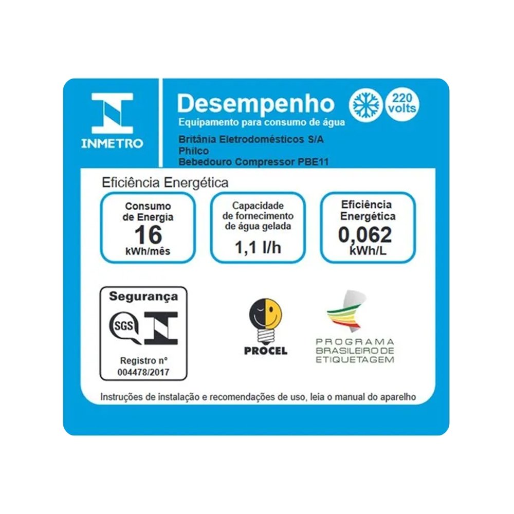 Bebedouro Philco 20 Litros PBE11 - Água Natural e Gelada, Branco, 220V