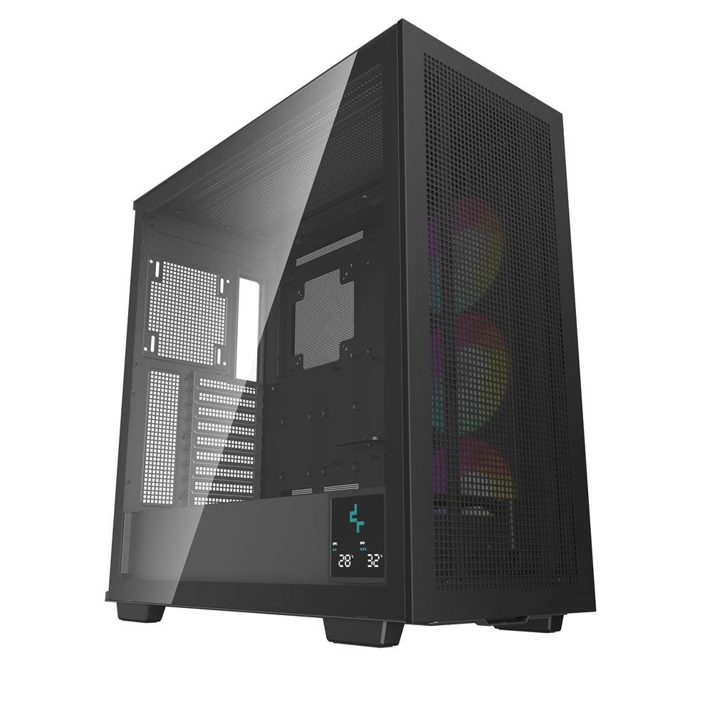 Gabinete Gamer DeepCool Morpheus, Mid Tower, Vidro Temperado, Sem Fonte, Com 3 Fans, ARGB, Display Digital, Preto