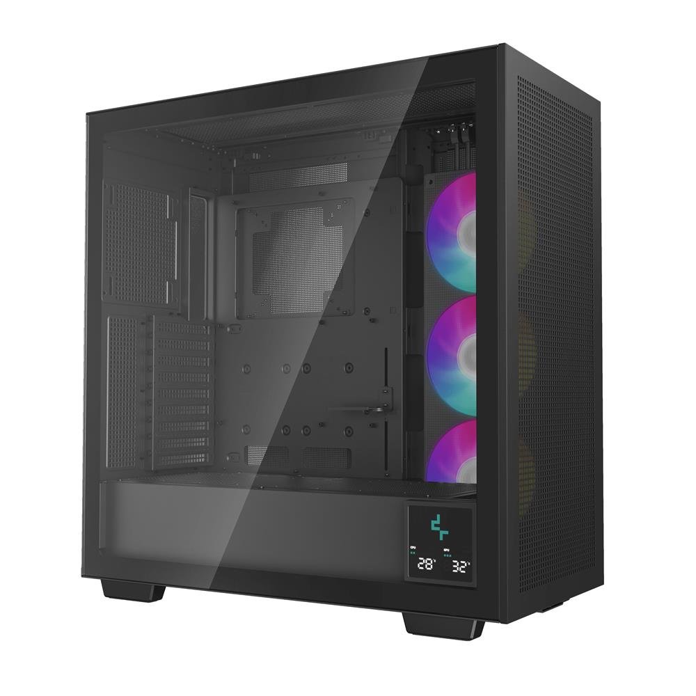 Gabinete Gamer DeepCool Morpheus, Mid Tower, Vidro Temperado, Sem Fonte, Com 3 Fans, ARGB, Display Digital, Preto