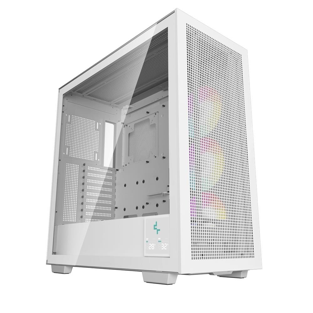 Gabinete Gamer Deepcool Morpheus Wh, Mid Tower, Vidro Temperado, Sem Fonte, Com 3 Fans, Argb, Display Digital, Branco
