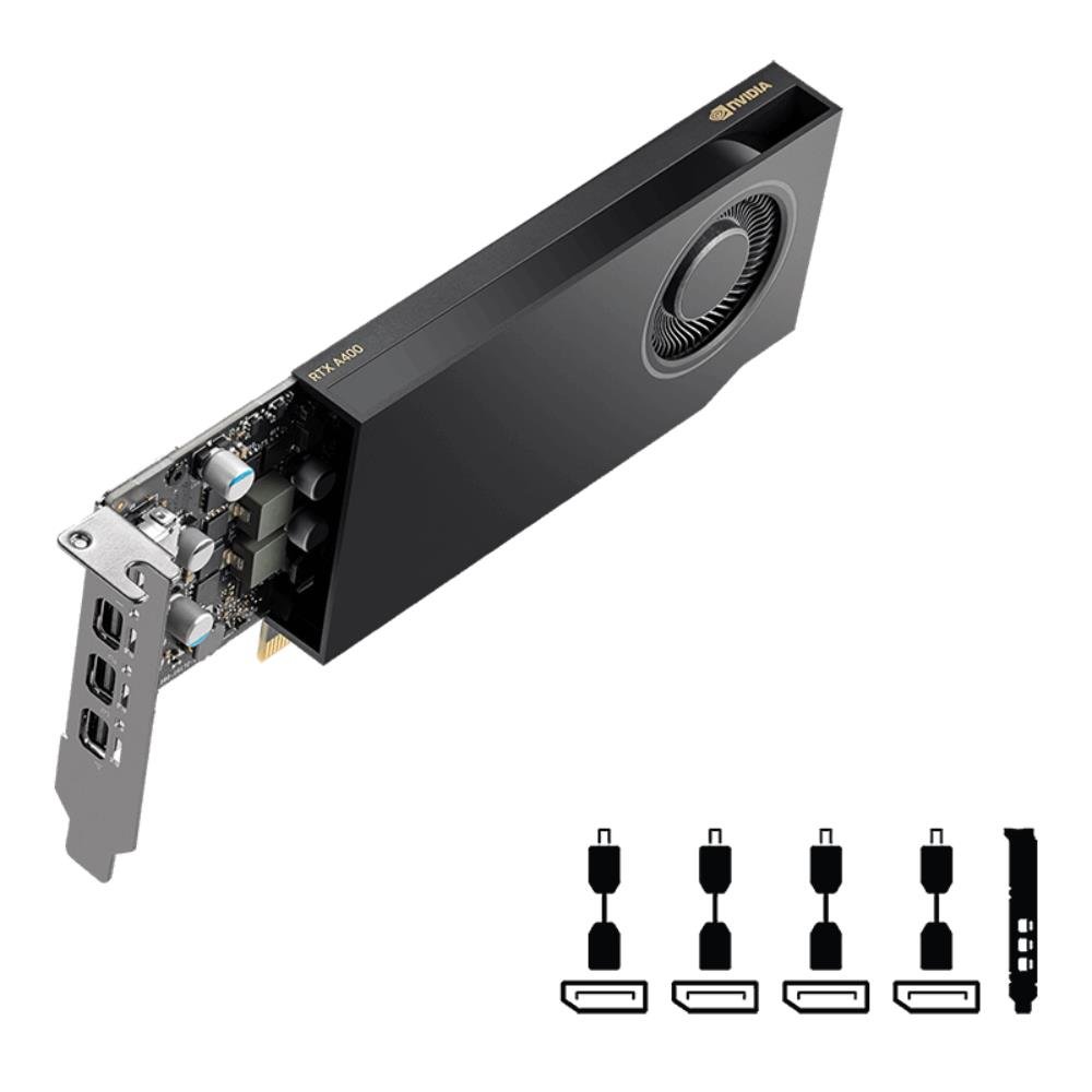 Placa de Vídeo RTX A400 PNY Nvidia Quadro, 4GB GDDR6, 64bits - VCNRTXA400ATX-PB
