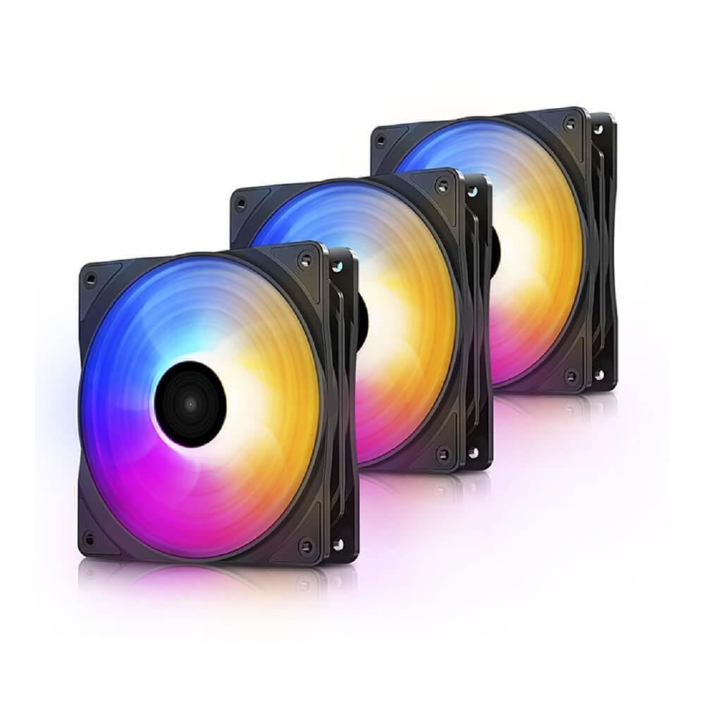 Kit Cooler para Gabinete DeepCool RF120, LED 3 Cores, 120mm, com 3 Fans, Preto