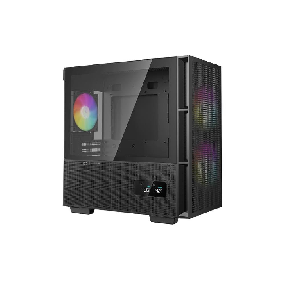 Gabinete Gamer DeepCool CH360 Digital, ARGB, Mini Tower, Display Digital, Vidro Temperado, Sem Fonte, Com 3 Fans, Preto