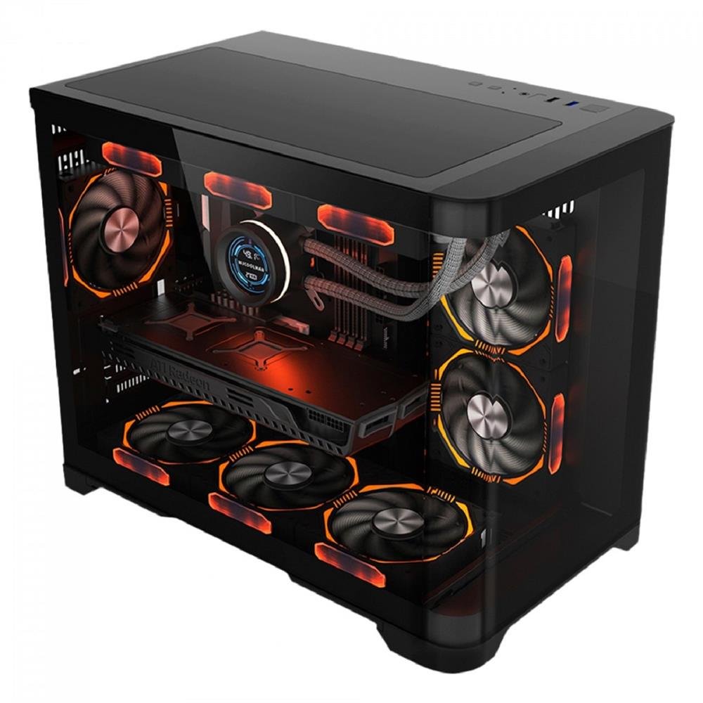 Gabinete Gamer Liketec Madness, Cube Design, Mid Tower, Vidro Temperado, M-ATX, Black
