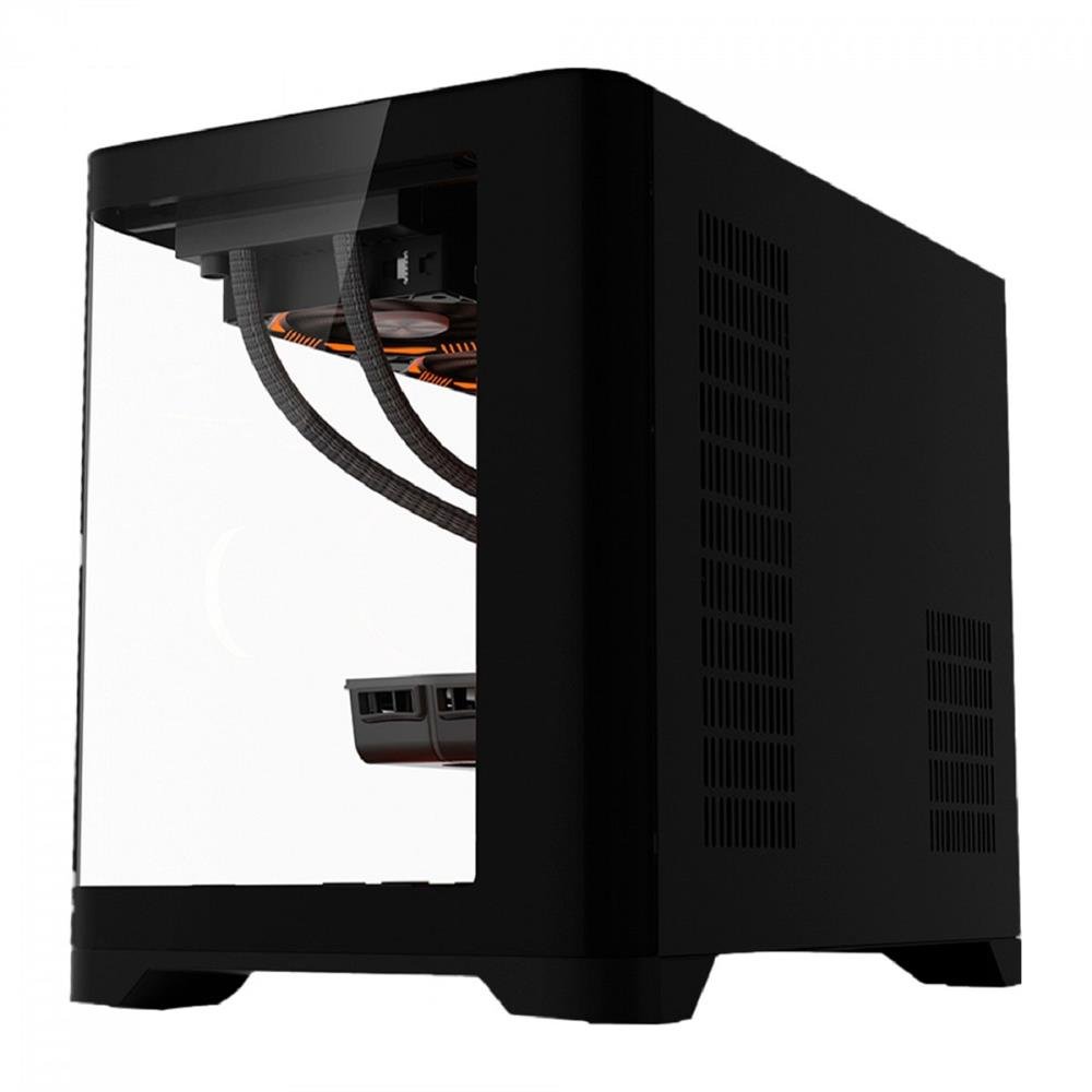 Gabinete Gamer Liketec Madness, Cube Design, Mid Tower, Vidro Temperado, M-ATX, Black