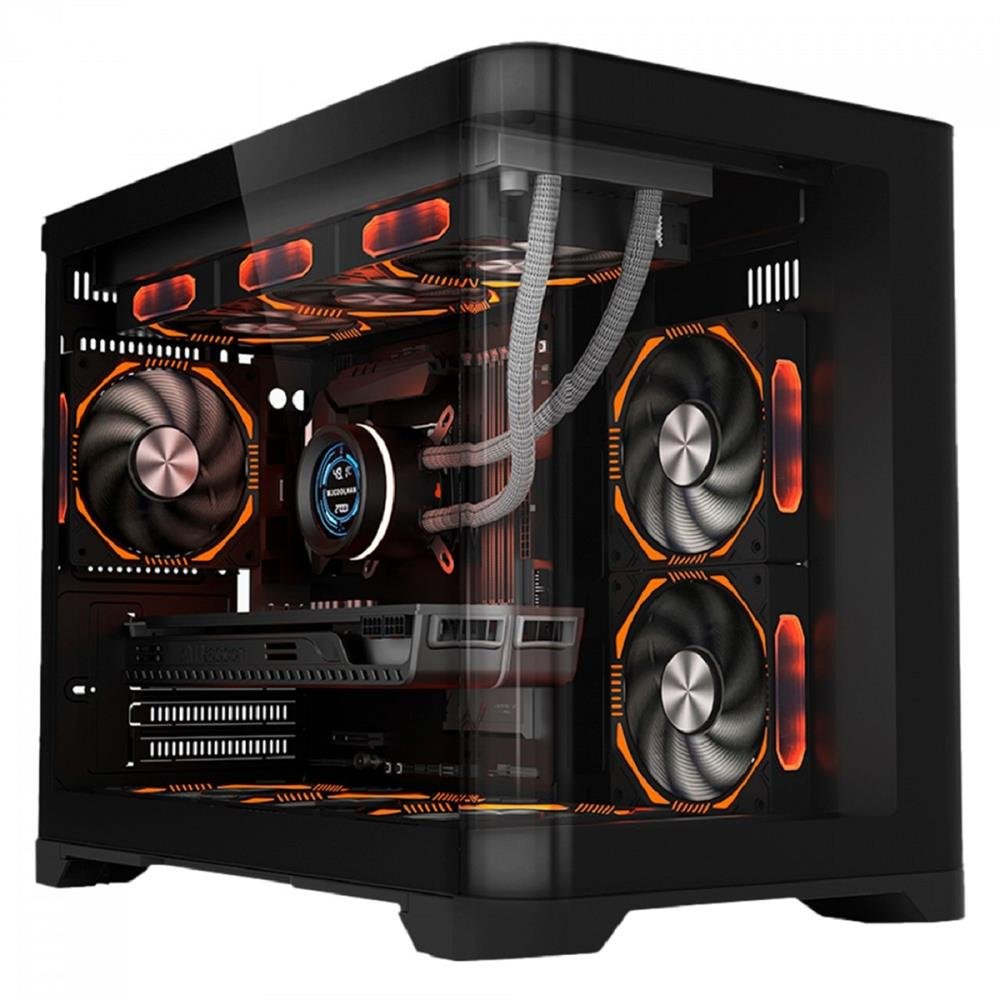Gabinete Gamer Liketec Madness, Cube Design, Mid Tower, Vidro Temperado, M-ATX, Black