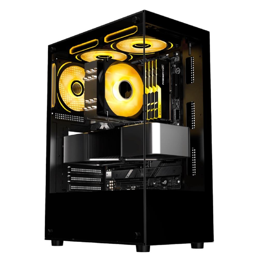 Gabinete Gamer Liketec Kingdom Dark, Mid Tower, Vidro Temperado, Atx, Sem Fonte, Sem Fans, Preto