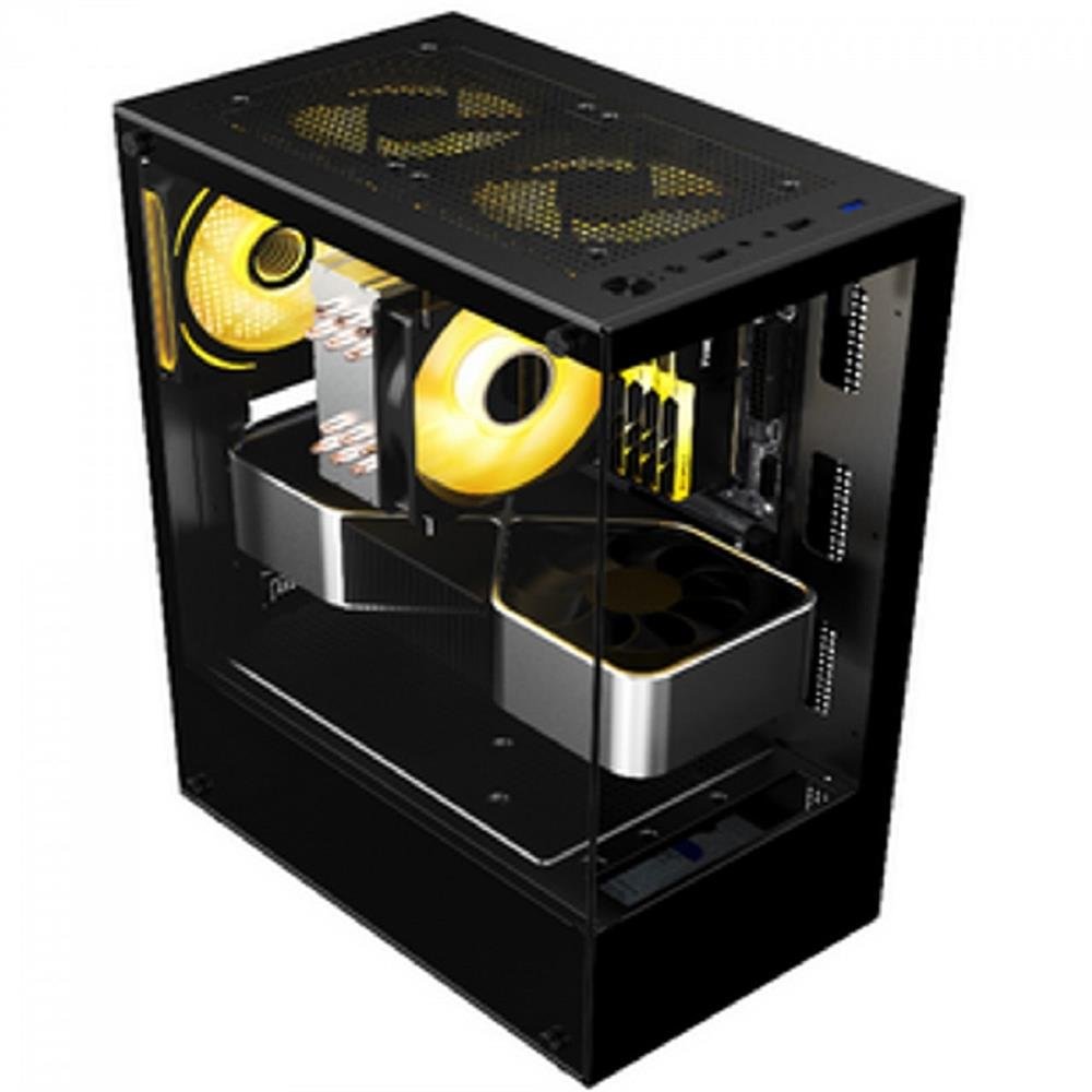 Gabinete Gamer Liketec Heydar Dark, Mid Tower, Cube Design, ATX, Vidro Temperado, Preto, LC-CB-HEYDAR-2084