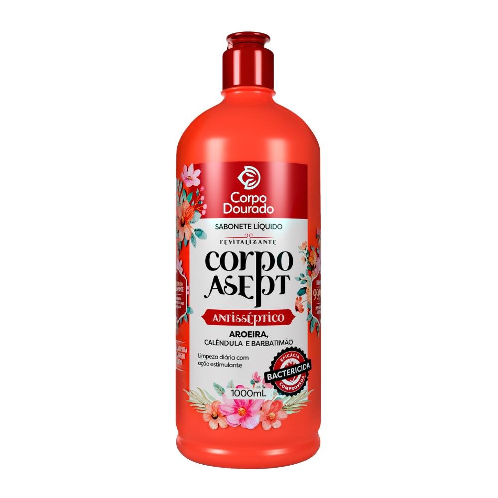 Sabonete Líquido Corporal Antisséptico Aroeira, Calêndula e Barbatimão Corpo Dourado 1000ml