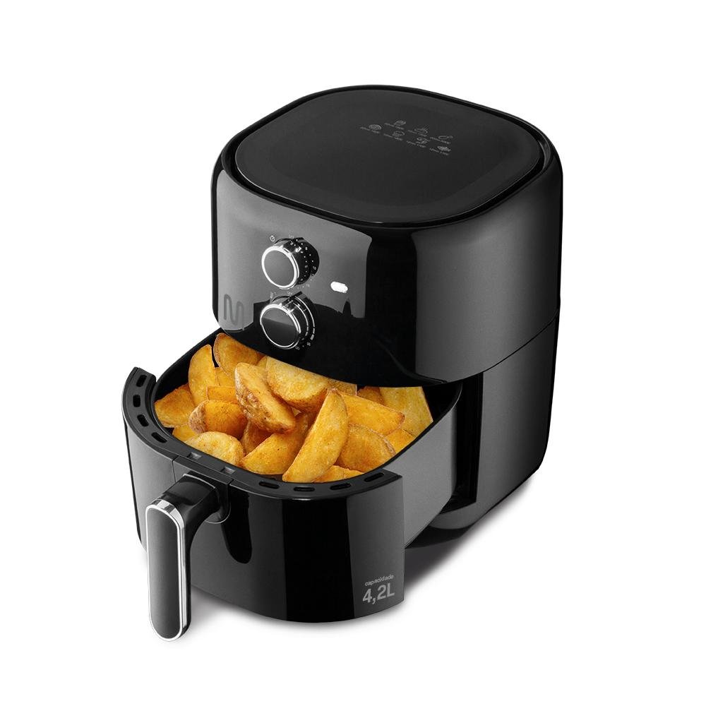 Fritadeira Eletrica sem oleo Air Fryer 4,2 Litros 1500W 220V Preta Multi - GO208