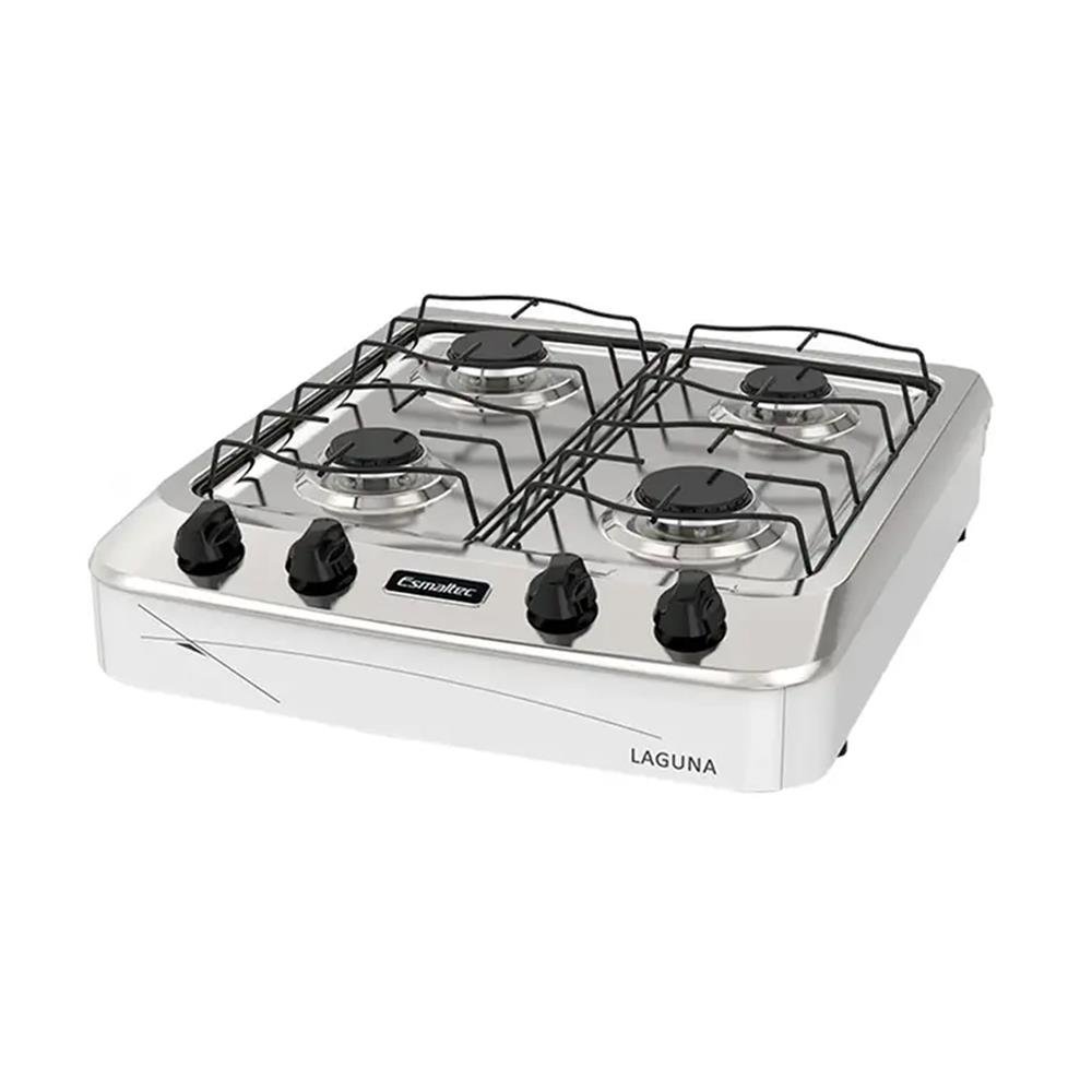 Fogão Portátil Esmaltec Laguna 4 Bocas Manual Mesa em Aço Inox - Branco