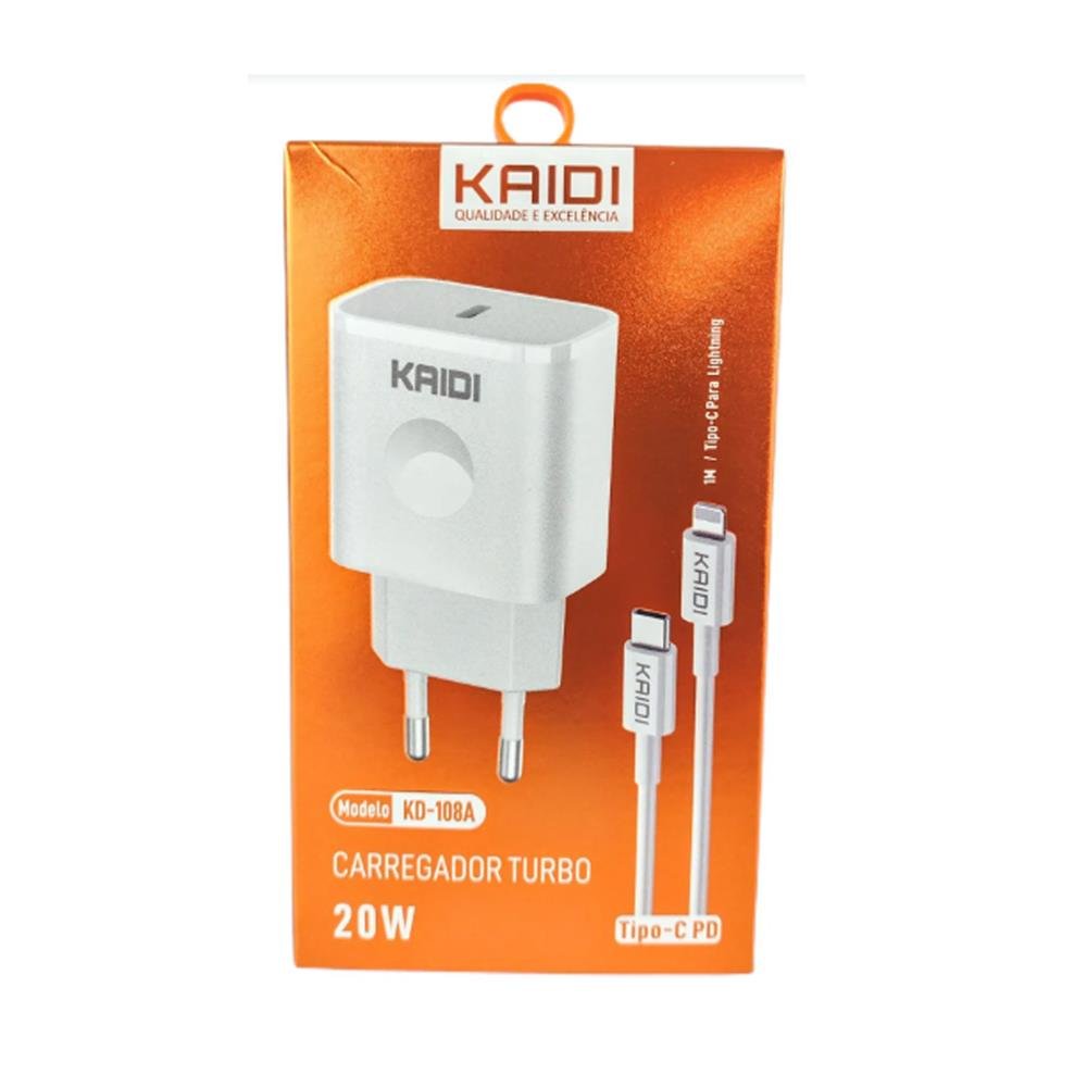 Carregador Rápido Tipo C para Iphone Kaidi KD108A 20W