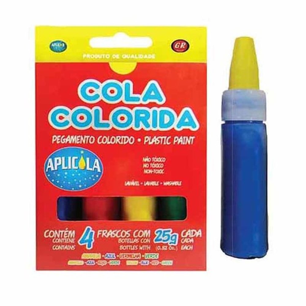 Cola Colorida Aplicola C/4 | Martins Atacado