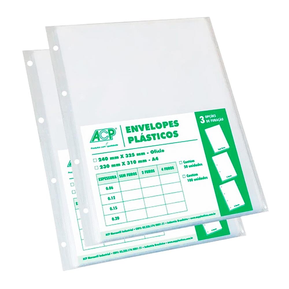 Envelope Plastico Acp 0.15 S/Furos Oficio C/100