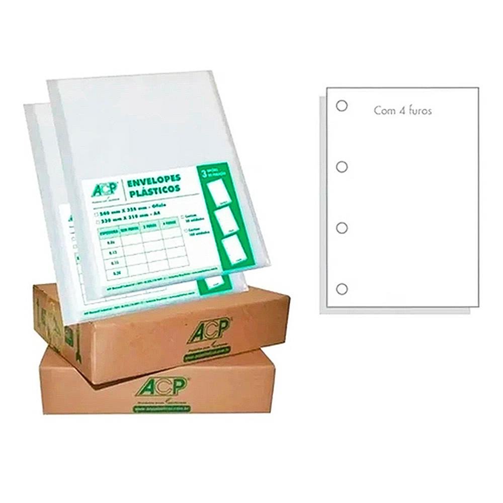 Envelope Plastico Acp 0.15 S/Furos Oficio C/100