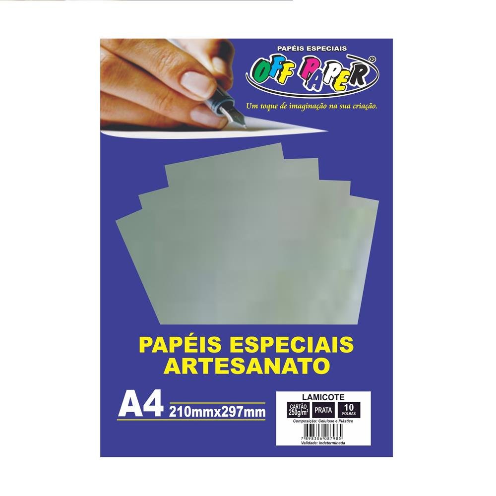 Papel Lamicote Prata A4 250G C/10Fls