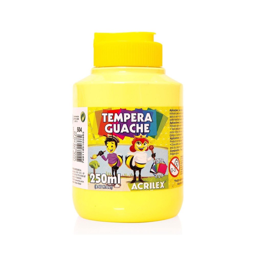 Tinta Guache 250ml Amarelo Limao N&deg;504 Acrilex