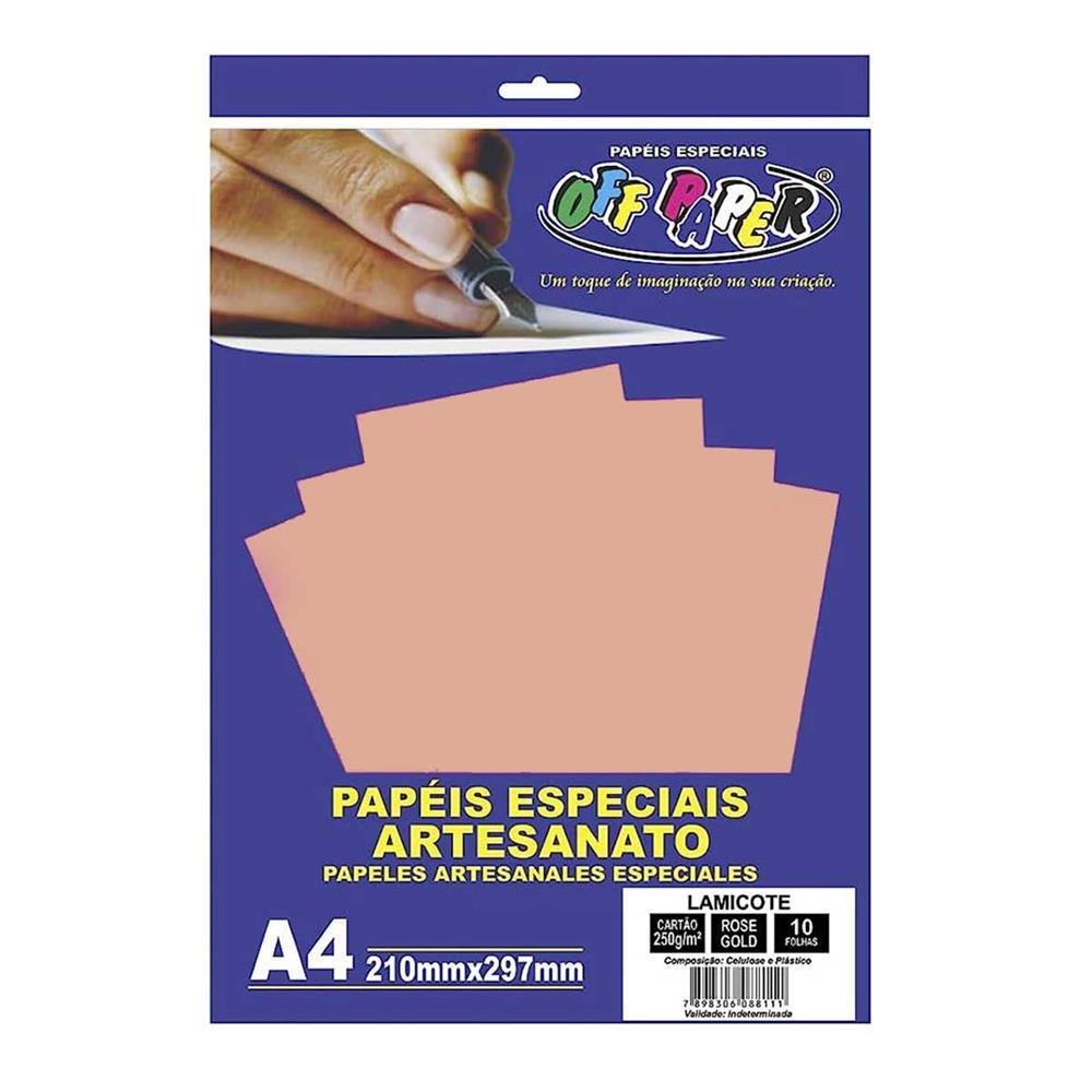 Papel Lamicote Prata Rose Gold A4 250G C/10 Fls