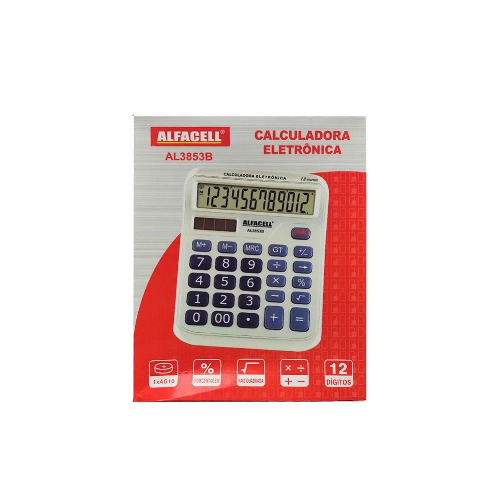 Calculadora De Mesa Alfacell 12Cm 12 Digitos A Bateria Al3853b
