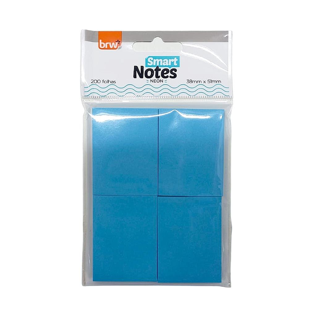Bloco Anotacoes Brw 38X51mm Azul Neon 4/100 Ba3807