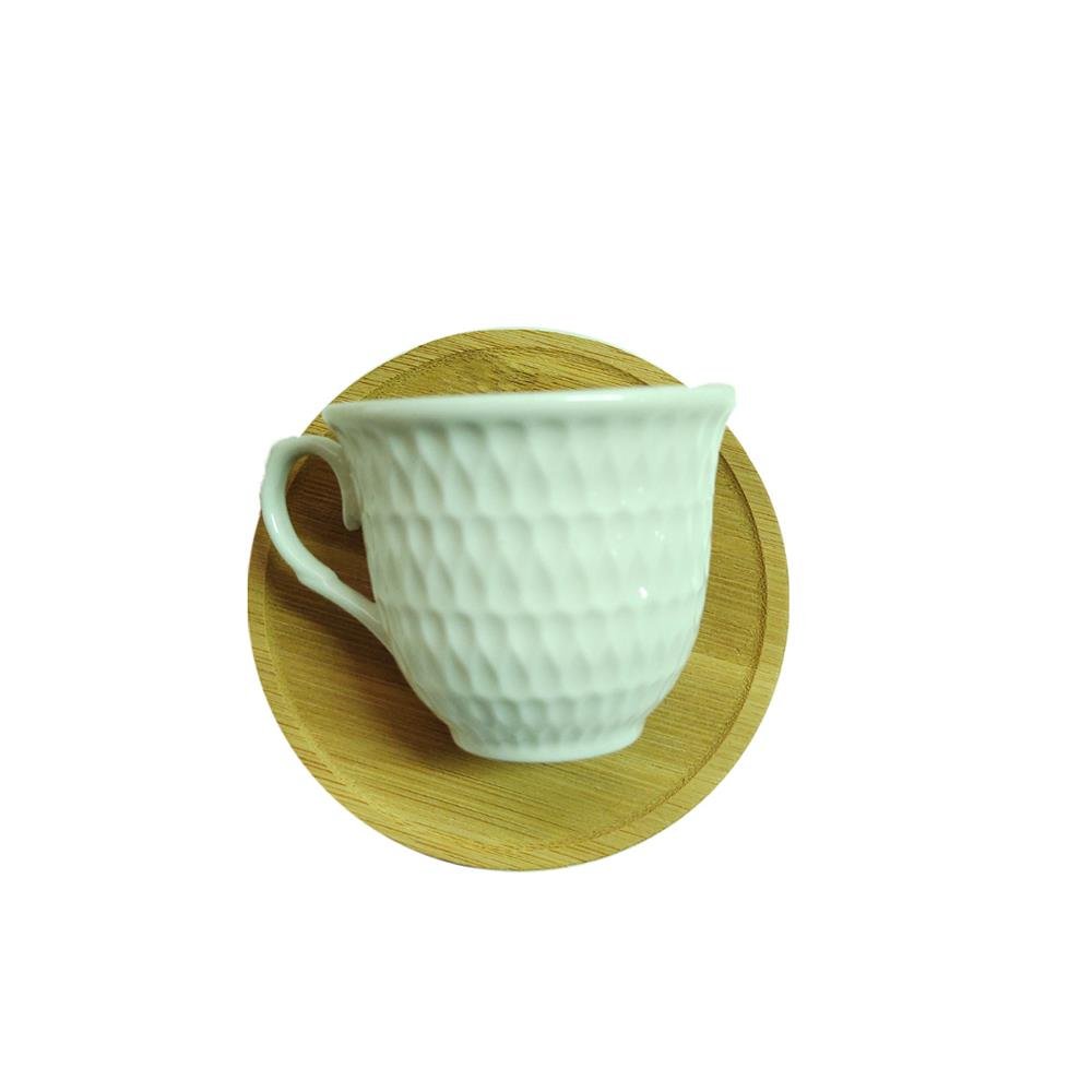 Jogo De Xicara Ceramica Com Pires Em Bambu Havana Wellmix Palacios 90Ml Com 6 Pecas Ref Wx13666