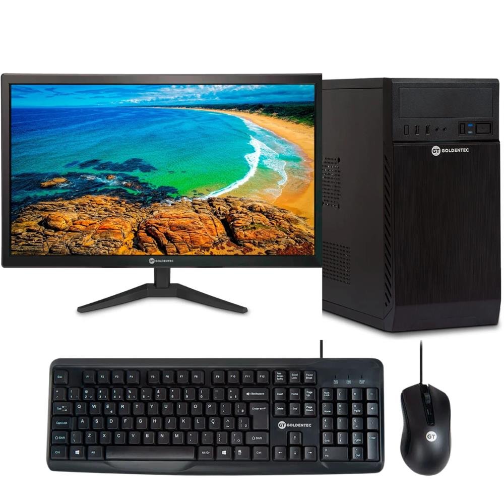 Kit Computador Intel Core I3, 2G, 4GB, SSD 120GB, Monitor 21.5, Teclado e Mouse Goldentec